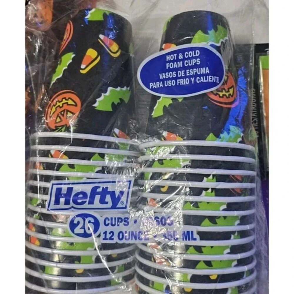 Lot of Halloween Party Supplies ‎ Napkins Plates Cups Treat Bags Garlands
